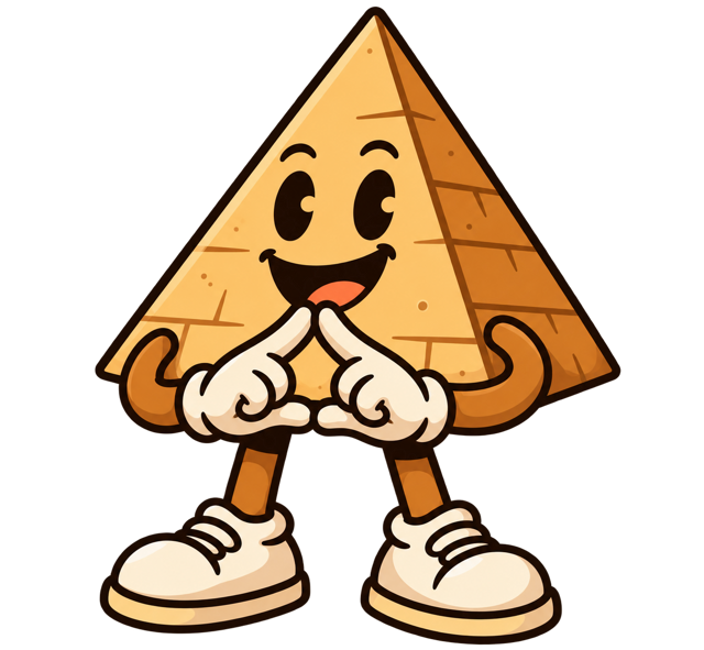 The Pyramids mascot making a triangle with his hands